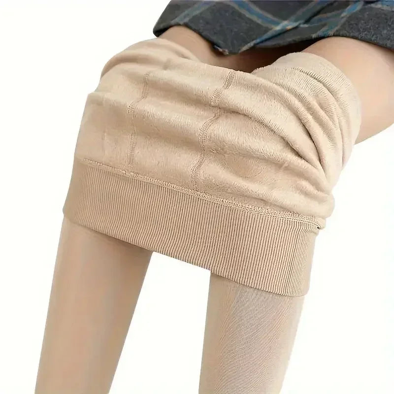 Colorful Fleece Lined Tights Winter Women Thermal Pantyhose for Female Panty Polar Skin Black Effect Stockings Thermal Leggings