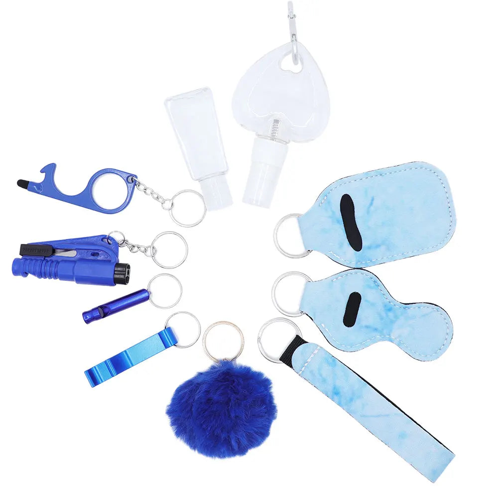 10pcs/Set Self Defense For Women Safety Keychain,Window Breaker Spray bottle Lipstick holder Keychain Accessories For Women 