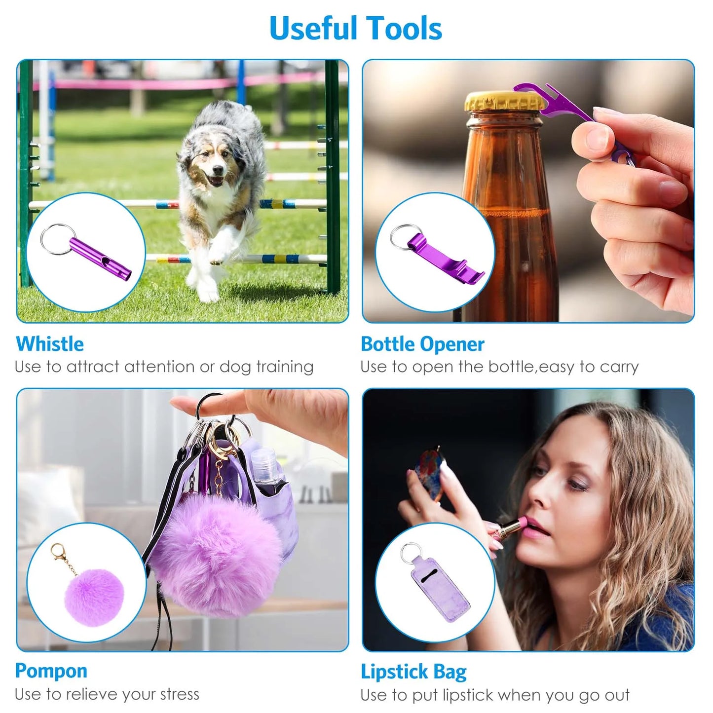 10Pcs Girl Security Self Defense Keychain Protection Personal Defensive Alarm Key chain Accessories Women Product