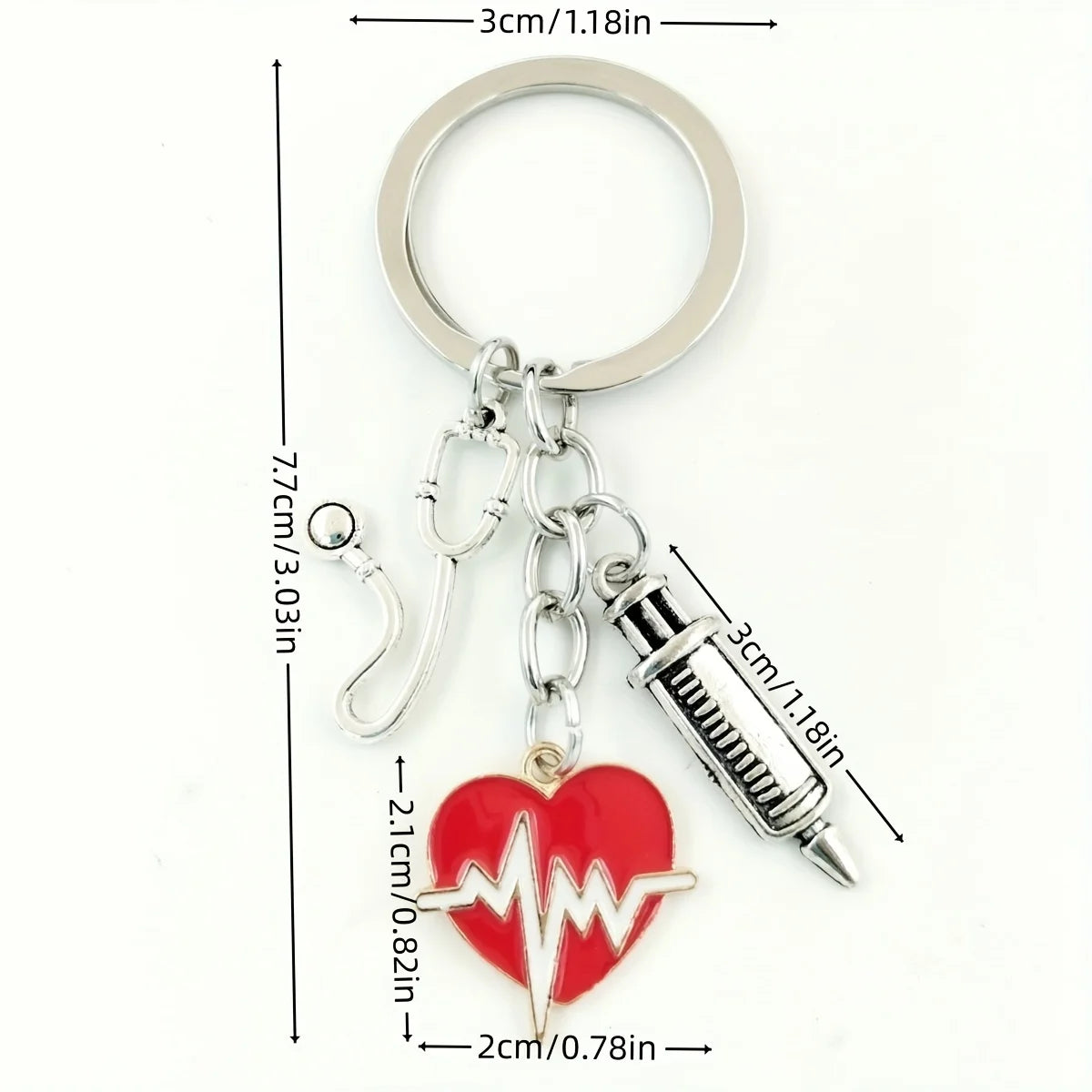 1pc ECG Peach Heart Nurse Keychain For Men, Thank You Nurse Gift For Doctor Nurse