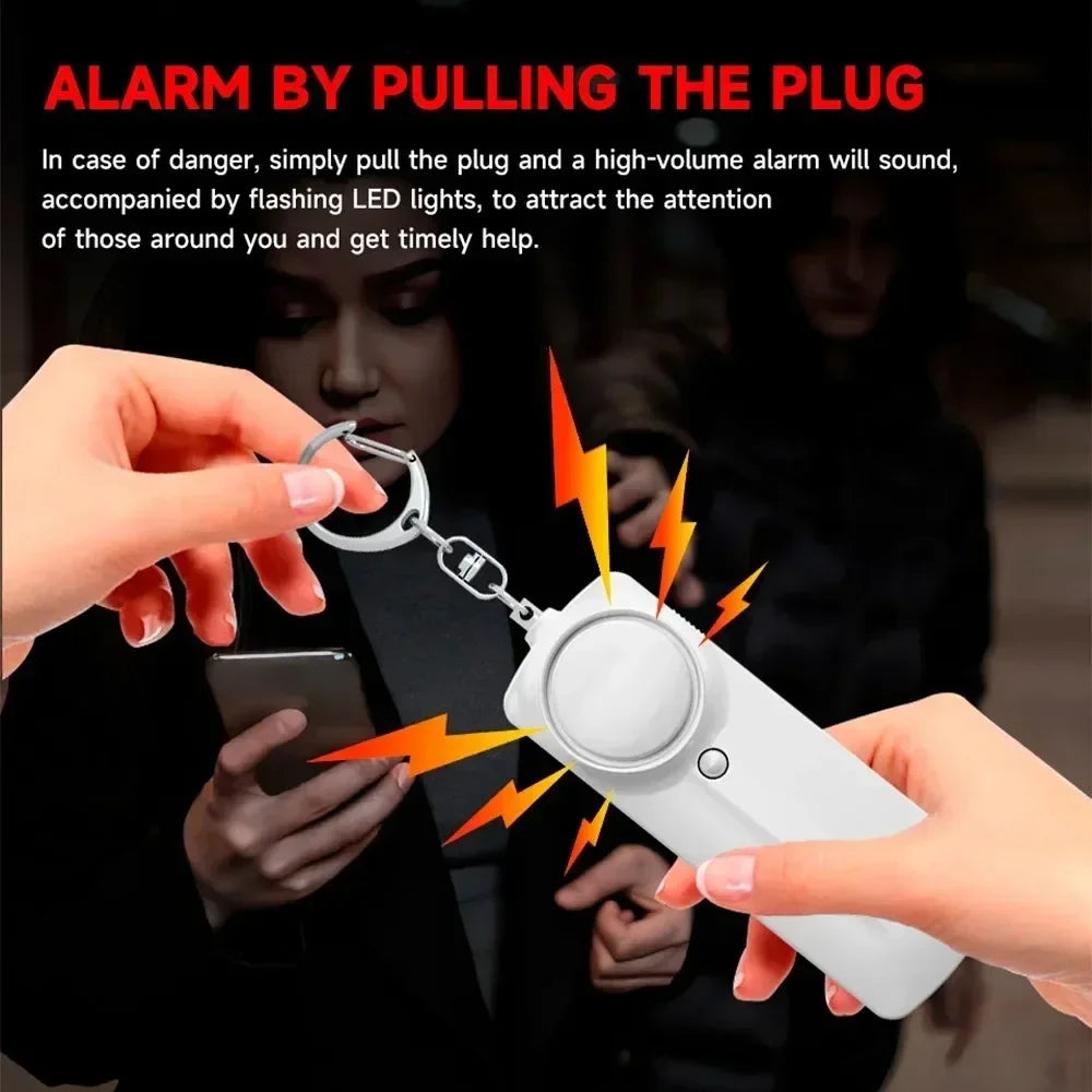 Personal Self Defense Alarm 130db Self Defense Siren Safety Alarm For Women Girl Personal Keychain Alarm with LED Alarm
