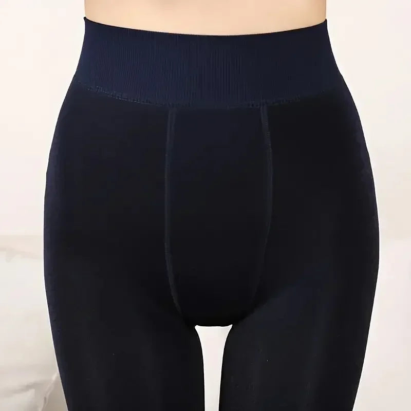 Colorful Fleece Lined Tights Winter Women Thermal Pantyhose for Female Panty Polar Skin Black Effect Stockings Thermal Leggings