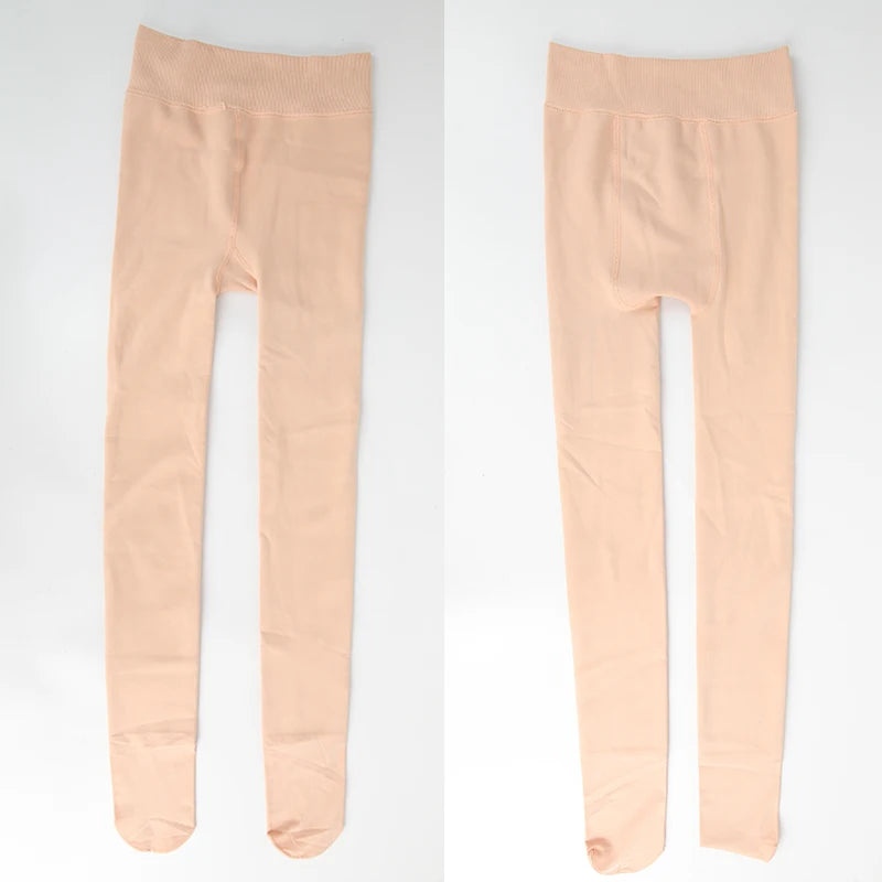 Fleece Tights Autumn Winter Woman Pantyhose Translucent Wool Sock Pants Stocking Fleece Lined Tights Thermal Legging Fake
