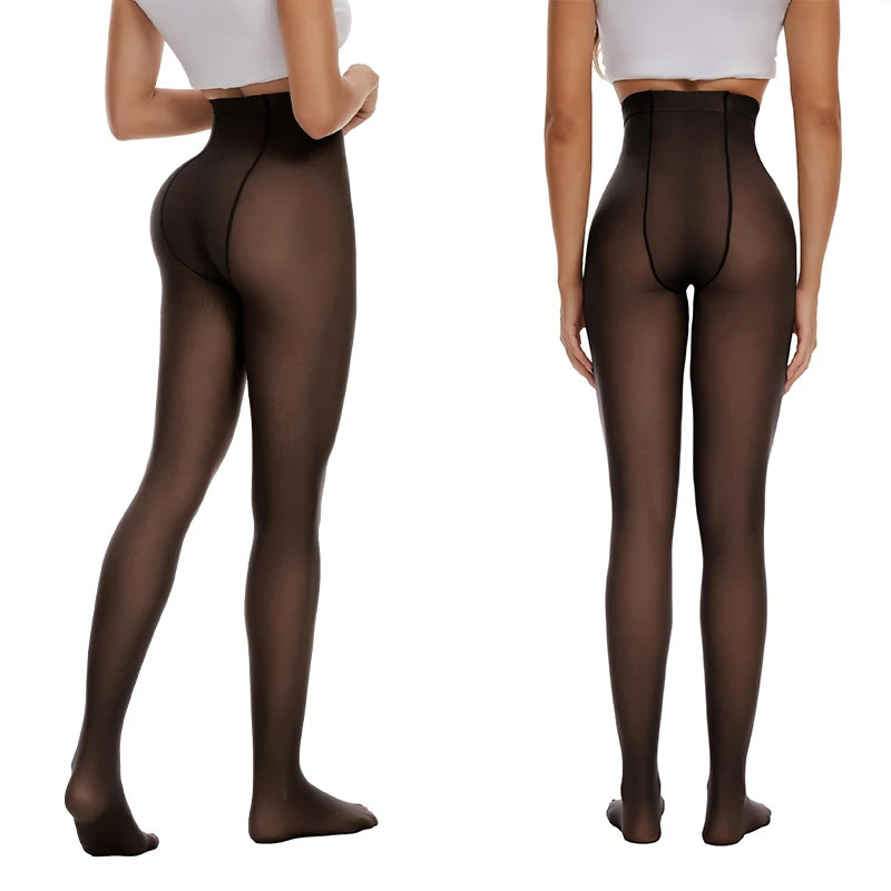 Fleece Tights Autumn Winter Woman Pantyhose Translucent Wool Sock Pants Stocking Fleece Lined Tights Thermal Legging Fake