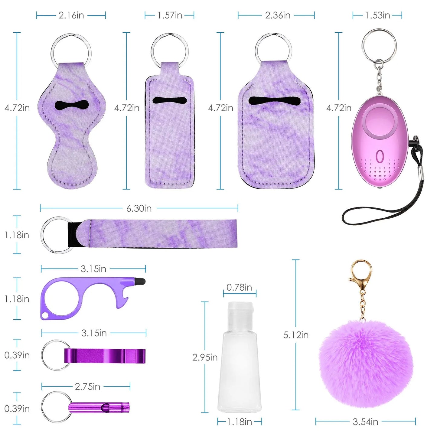 Safety Keychain Full Set, Self Defense Security Keychain Set With Personal Alarm Protective Keychain Accessories For Women Girls