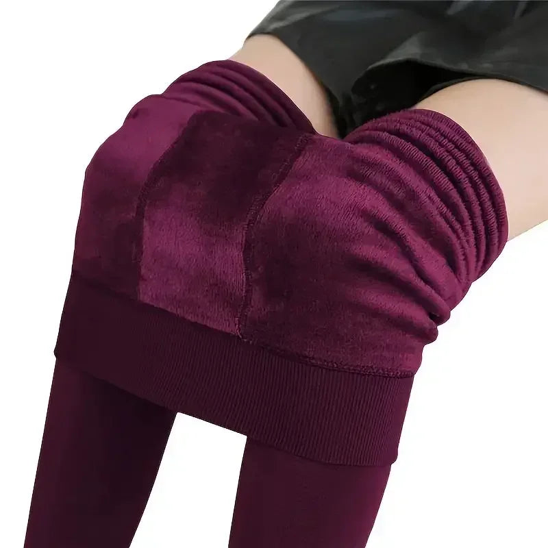 Colorful Fleece Lined Tights Winter Women Thermal Pantyhose for Female Panty Polar Skin Black Effect Stockings Thermal Leggings