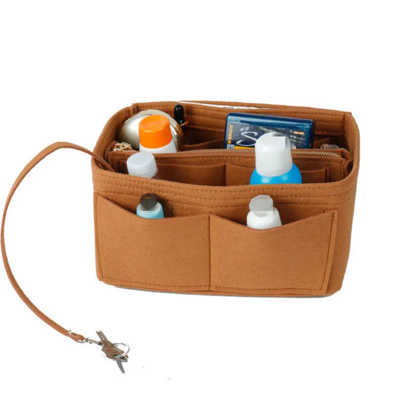 Make up Organizer Felt Insert Bag For Handbag Travel Inner Purse Portable Cosmetic Bag Fit Various Storage functional Bags