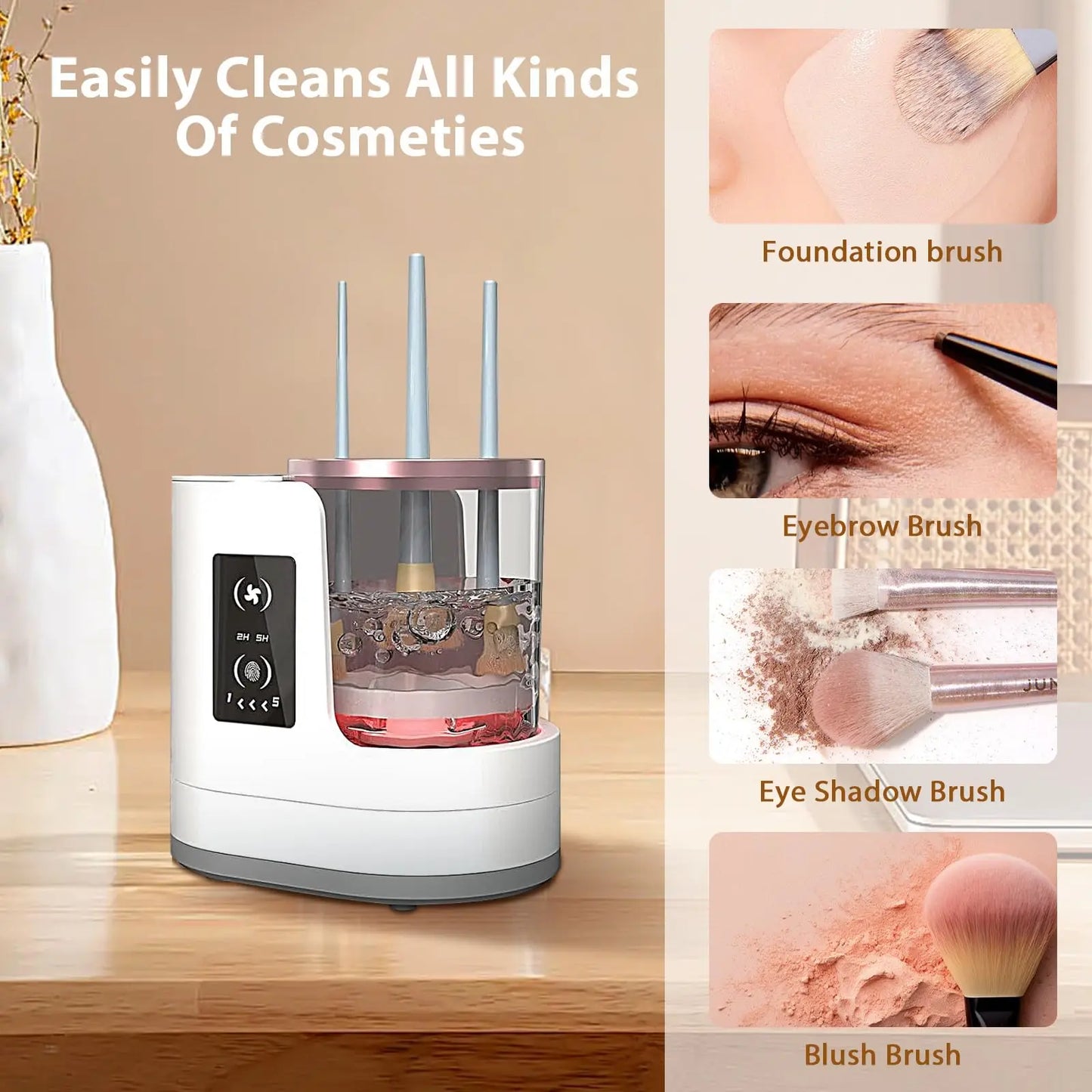 Electric make-up brush cleaner for all beauty make-up brush sets, contour, eyeshadow, blush brushes, concealer foundation