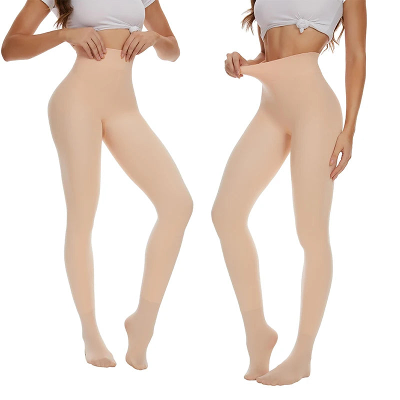 Fleece Tights Autumn Winter Woman Pantyhose Translucent Wool Sock Pants Stocking Fleece Lined Tights Thermal Legging Fake