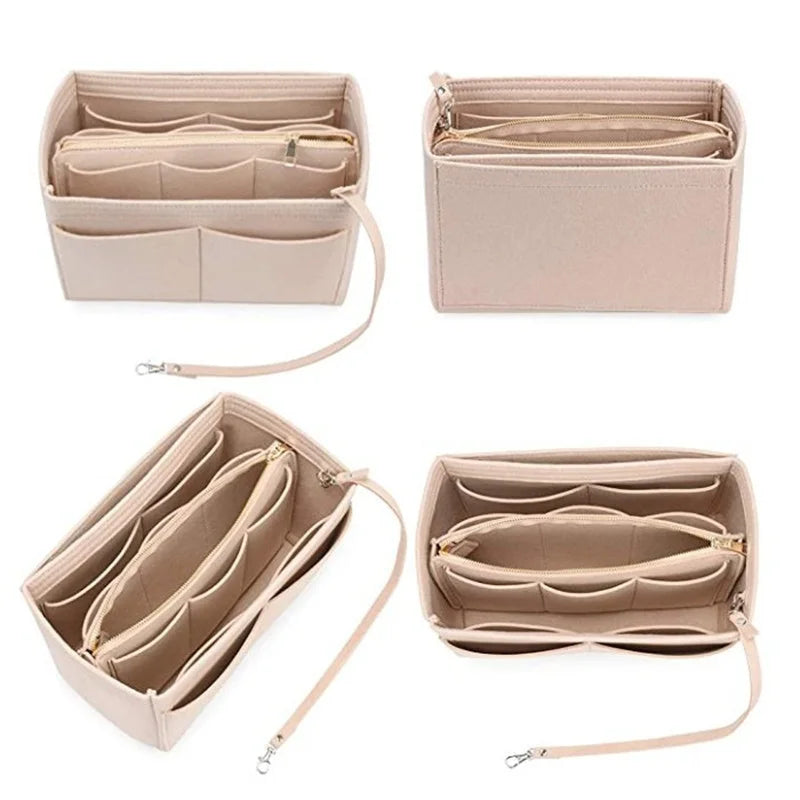 Make up Organizer Felt Insert Bag For Handbag Travel Inner Purse Portable Cosmetic Bag Fit Various Storage functional Bags
