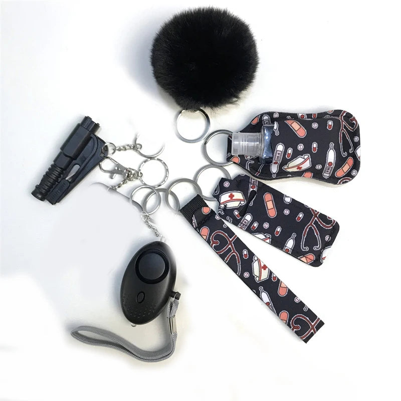 10Pcs Girl Security Self Defense Keychain Protection Personal Defensive Alarm Key chain Accessories Women Product