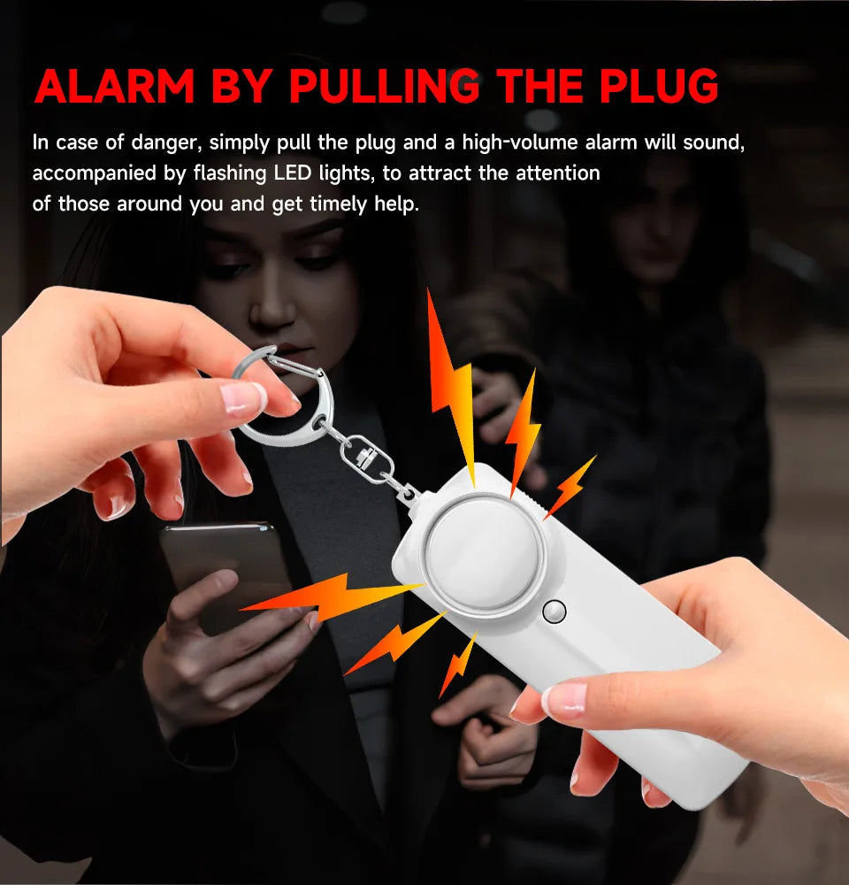 Personal Self Defense Alarm 130db Self Defense Siren Safety Alarm For Women Girl Personal Keychain Alarm with LED Alarm