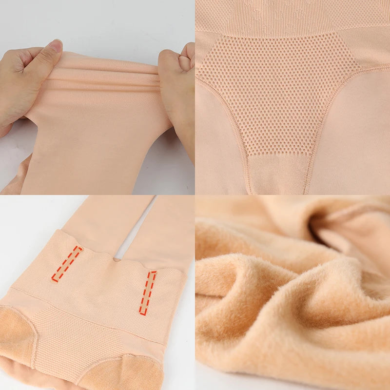 Fleece Tights Autumn Winter Woman Pantyhose Translucent Wool Sock Pants Stocking Fleece Lined Tights Thermal Legging Fake