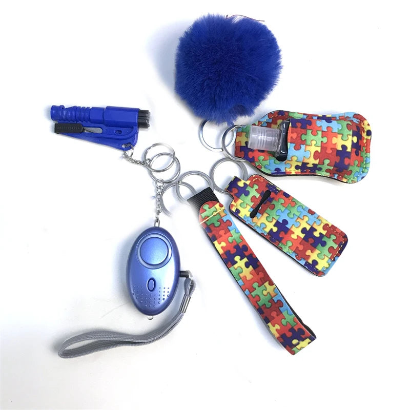 10Pcs Girl Security Self Defense Keychain Protection Personal Defensive Alarm Key chain Accessories Women Product