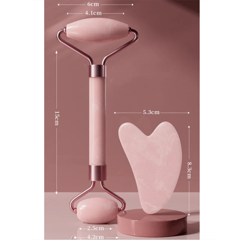 Face And Neck Massager Roller and Guasha Board Resin Non-rose Crystal Jade Roller Beauty Double-ended Massage Skincare Tools