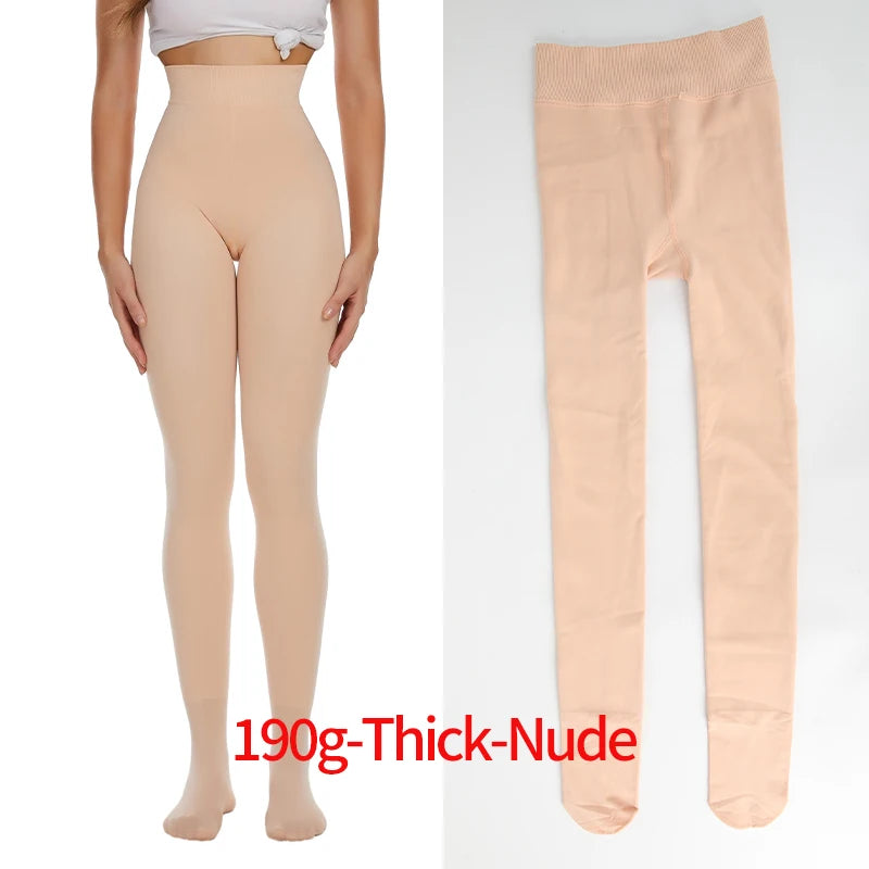 Fleece Tights Autumn Winter Woman Pantyhose Translucent Wool Sock Pants Stocking Fleece Lined Tights Thermal Legging Fake