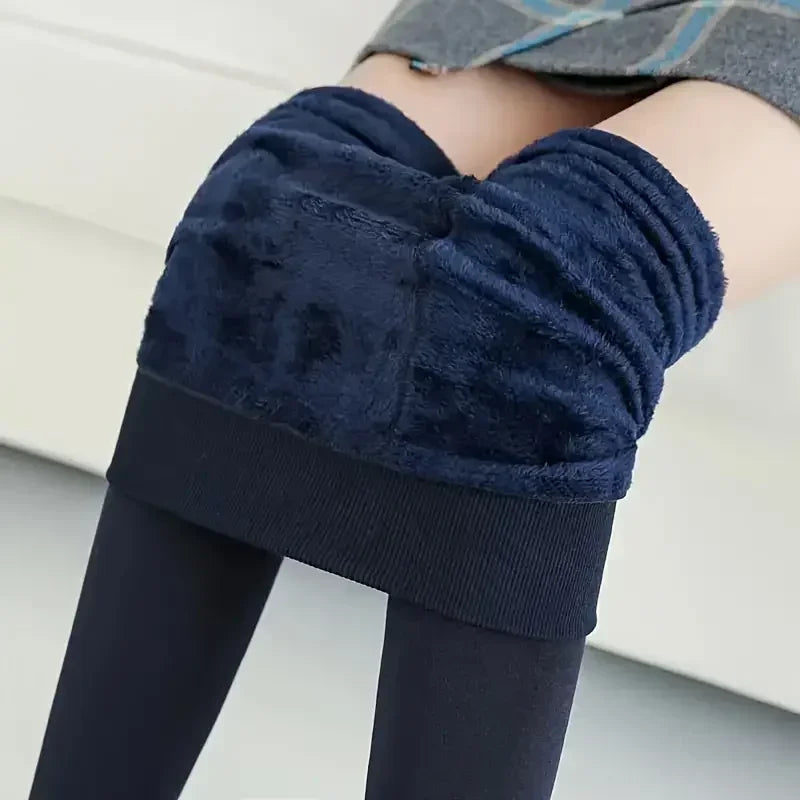 Colorful Fleece Lined Tights Winter Women Thermal Pantyhose for Female Panty Polar Skin Black Effect Stockings Thermal Leggings