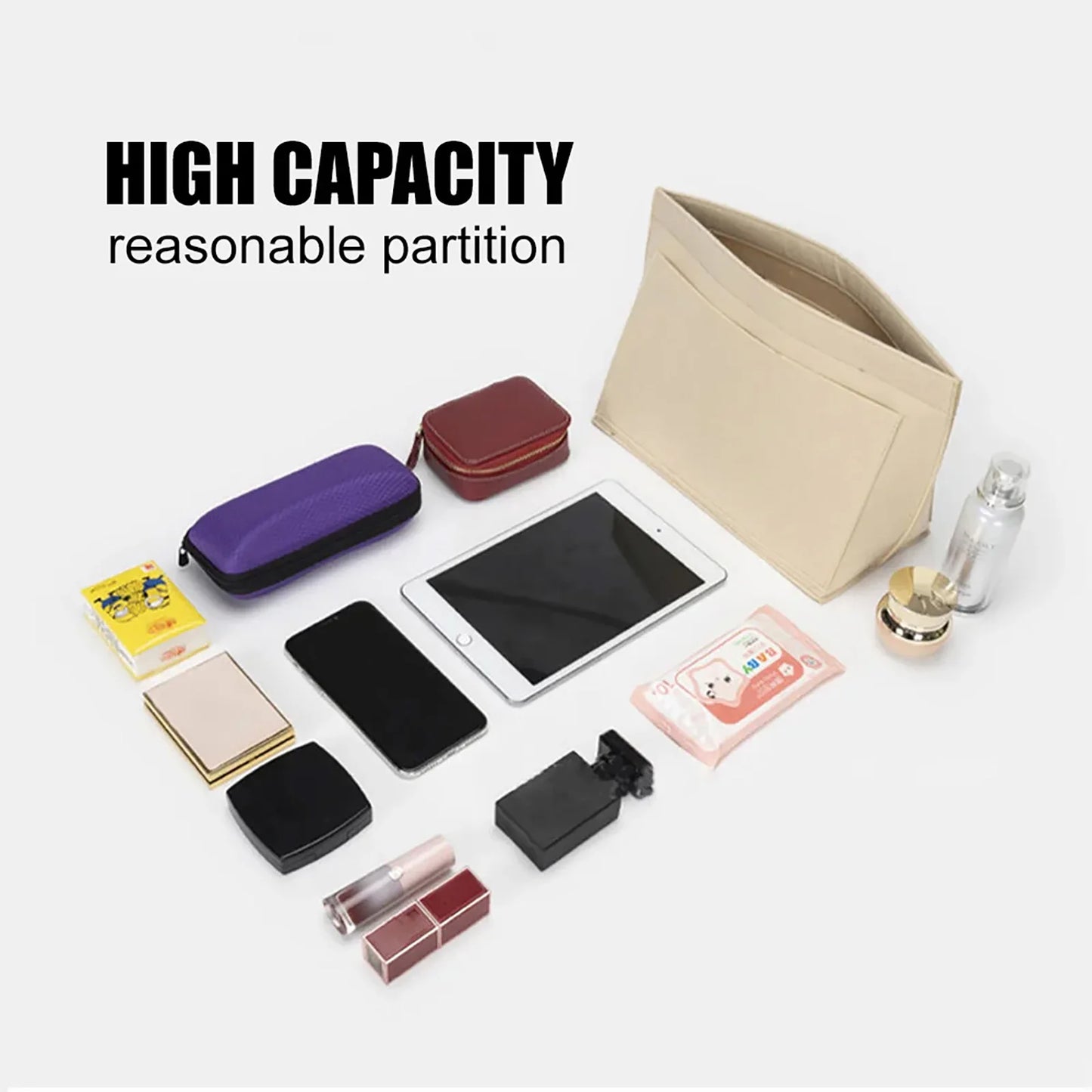 Make Up Organizer Felt Insert Bag for Women Handbag Travel Inner Purse Portable Cosmetic Bags Fit Various Brand Bags