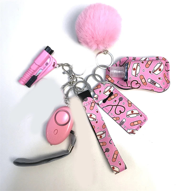 10Pcs Girl Security Self Defense Keychain Protection Personal Defensive Alarm Key chain Accessories Women Product