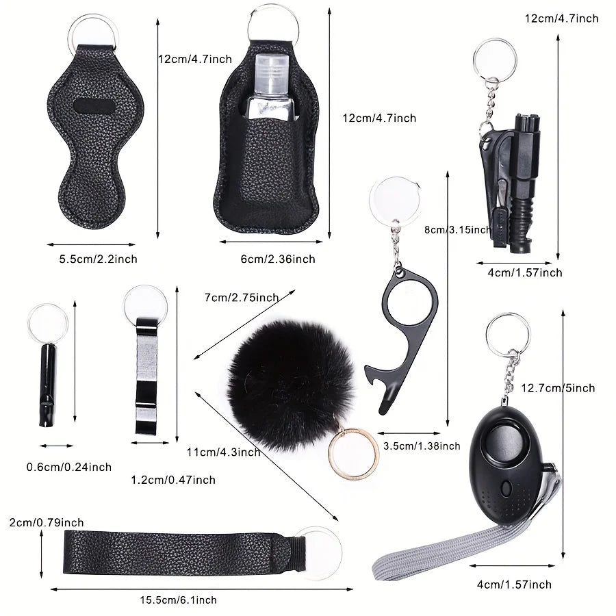 Safety Keychain Full Set, Self Defense Security Keychain Set With Personal Alarm Protective Keychain Accessories For Women Girls