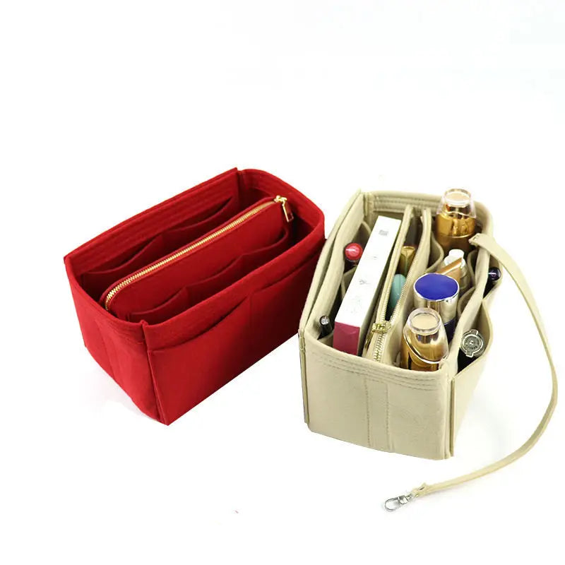 Make up Organizer Felt Insert Bag For Handbag Travel Inner Purse Portable Cosmetic Bag Fit Various Storage functional Bags