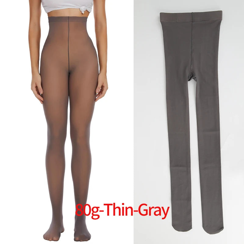 Fleece Tights Autumn Winter Woman Pantyhose Translucent Wool Sock Pants Stocking Fleece Lined Tights Thermal Legging Fake