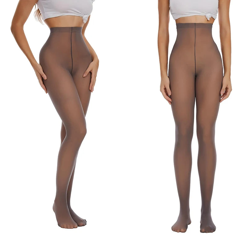 Fleece Tights Autumn Winter Woman Pantyhose Translucent Wool Sock Pants Stocking Fleece Lined Tights Thermal Legging Fake