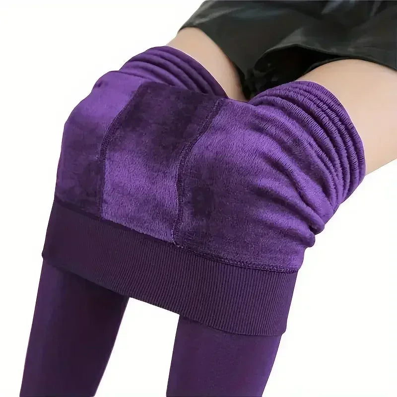 Colorful Fleece Lined Tights Winter Women Thermal Pantyhose for Female Panty Polar Skin Black Effect Stockings Thermal Leggings