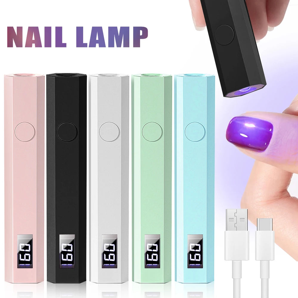 Timing Display Portable Handheld Mini Nail Lamp Family Quick Dry Flashlight Pen Chargeable Nail Dryer Machine Uv Led Nail Lamp