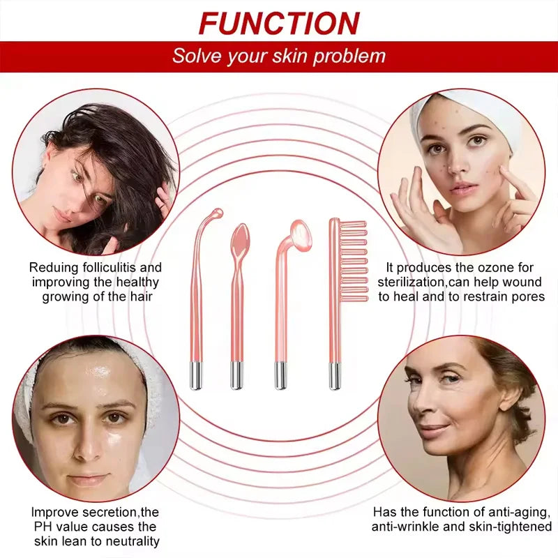 Skin Care Treatment High Frequency Massage Machine With Comb Beauty Device High Frequency Ozone Therapy Wand