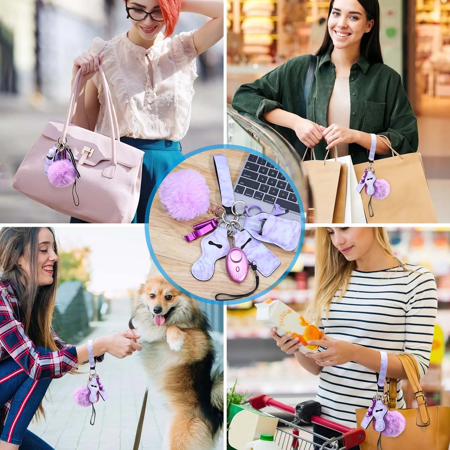 10Pcs Girl Security Self Defense Keychain Protection Personal Defensive Alarm Key chain Accessories Women Product