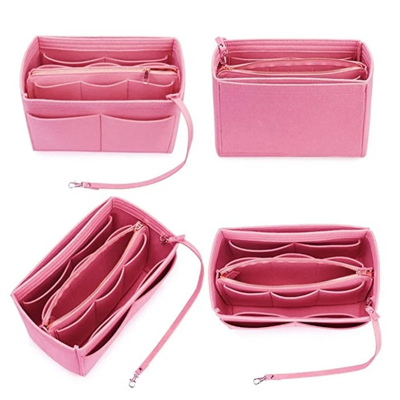 Make up Organizer Felt Insert Bag For Handbag Travel Inner Purse Portable Cosmetic Bag Fit Various Storage functional Bags