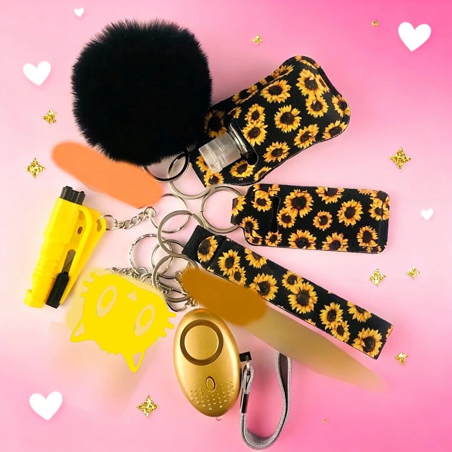 10Pcs Girl Security Self Defense Keychain Protection Personal Defensive Alarm Key chain Accessories Women Product