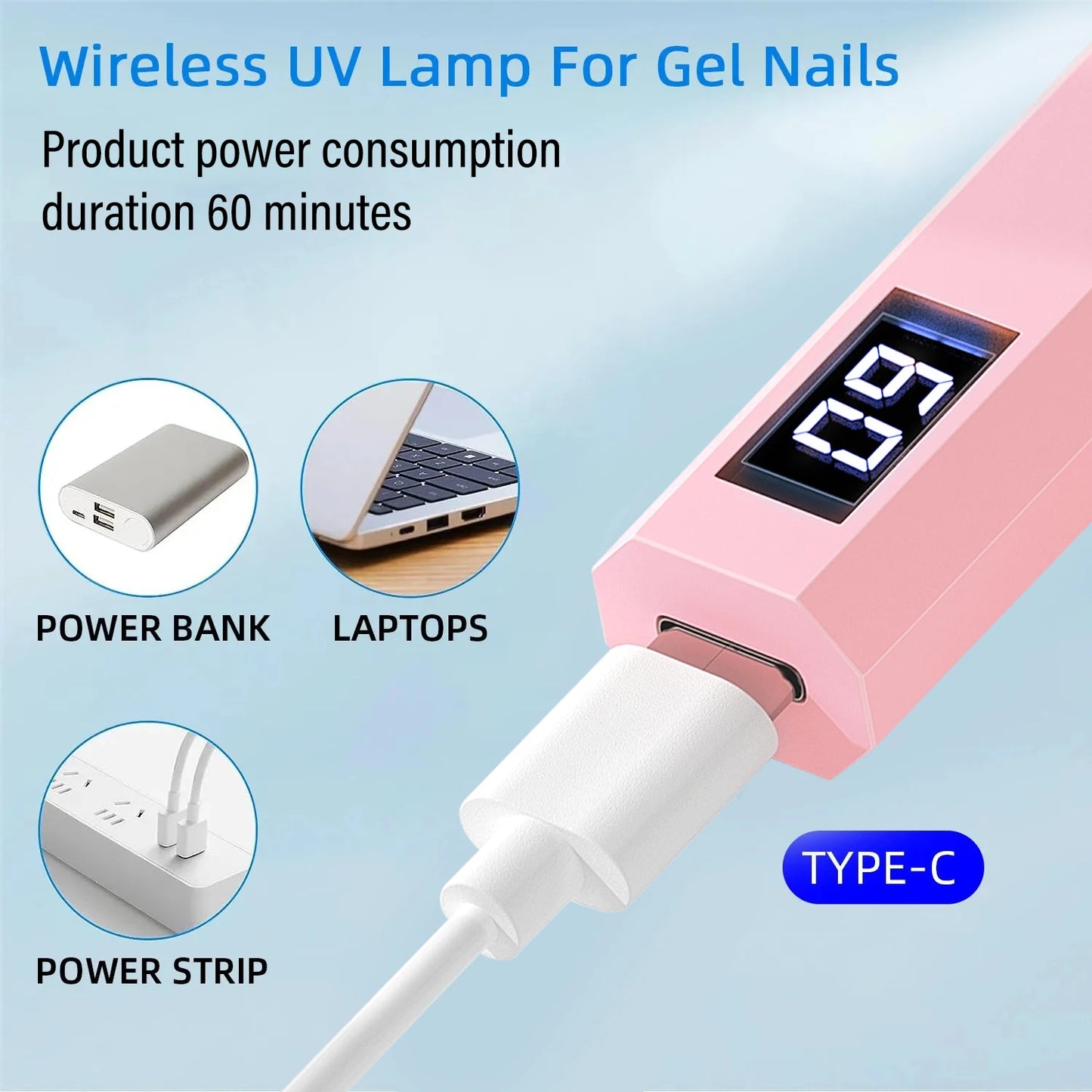 Timing Display Portable Handheld Mini Nail Lamp Family Quick Dry Flashlight Pen Chargeable Nail Dryer Machine Uv Led Nail Lamp