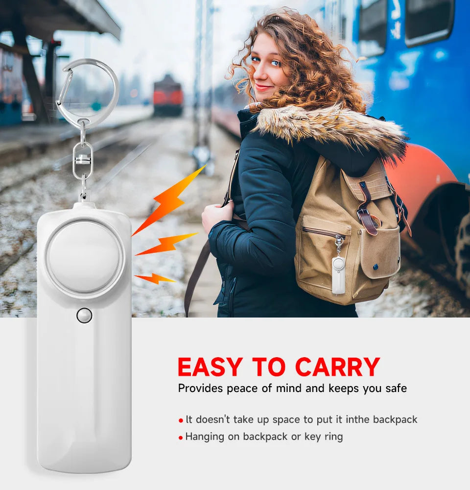 Personal Self Defense Alarm 130db Self Defense Siren Safety Alarm For Women Girl Personal Keychain Alarm with LED Alarm