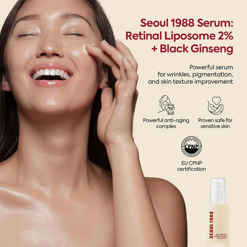 Korean 1988 Retinol Face Care Serum Black Ginseng Niacinamide 2% Acid Moisturizing Firming Cream Anti Aging Wrinkle Skin Care