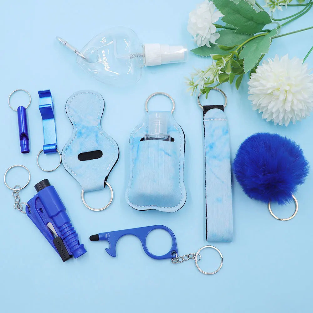 10pcs/Set Self Defense For Women Safety Keychain,Window Breaker Spray bottle Lipstick holder Keychain Accessories For Women ﻿