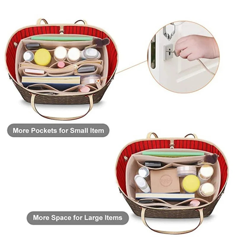 Make up Organizer Felt Insert Bag For Handbag Travel Inner Purse Portable Cosmetic Bag Fit Various Storage functional Bags
