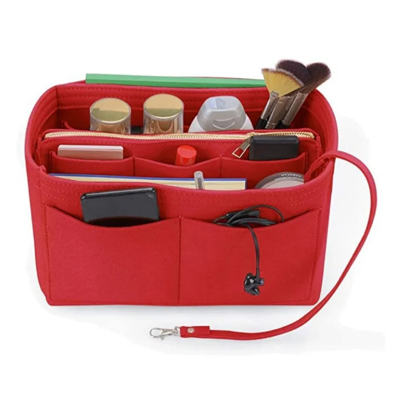Make up Organizer Felt Insert Bag For Handbag Travel Inner Purse Portable Cosmetic Bag Fit Various Storage functional Bags