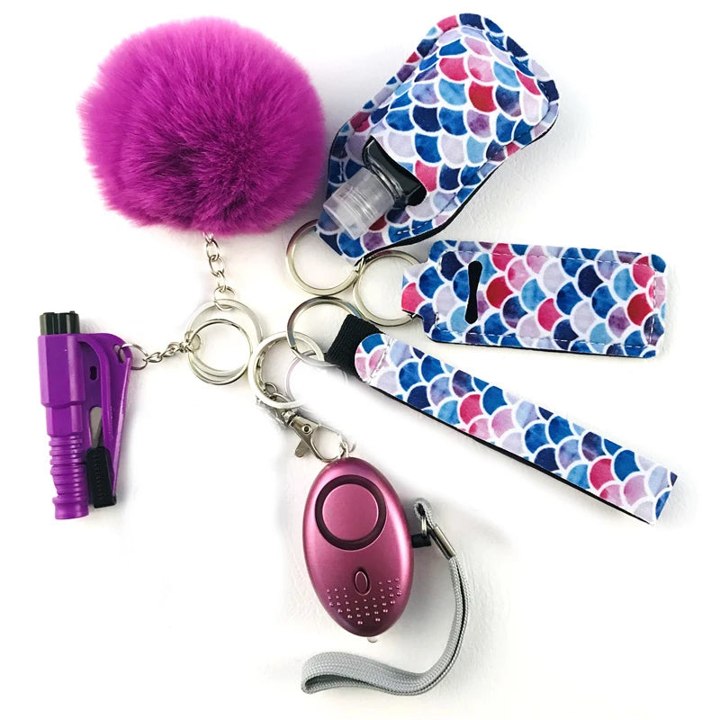 10Pcs Girl Security Self Defense Keychain Protection Personal Defensive Alarm Key chain Accessories Women Product