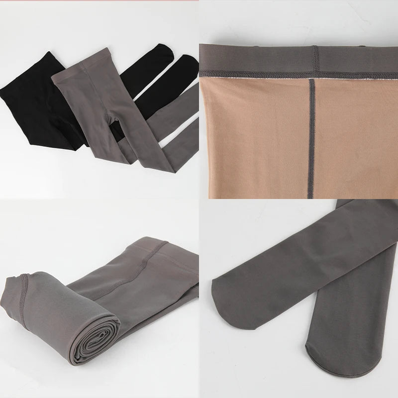 Fleece Tights Autumn Winter Woman Pantyhose Translucent Wool Sock Pants Stocking Fleece Lined Tights Thermal Legging Fake