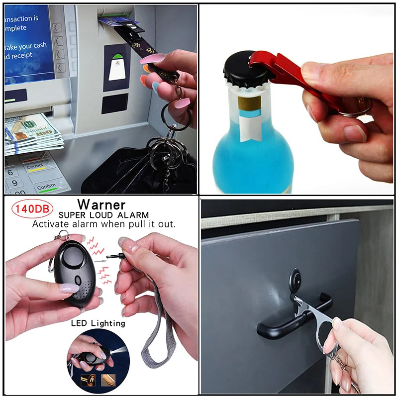 10Pcs Girl Security Self Defense Keychain Protection Personal Defensive Alarm Key chain Accessories Women Product