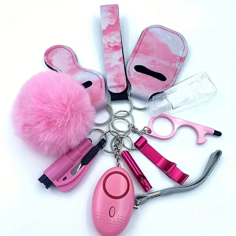 Safety Keychain Full Set, Self Defense Security Keychain Set With Personal Alarm Protective Keychain Accessories For Women Girls