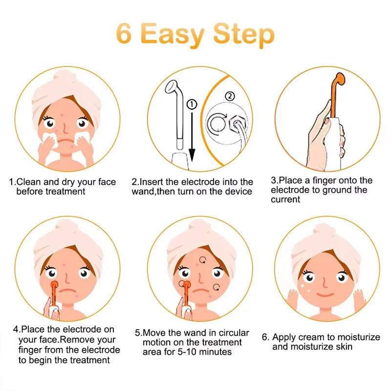 Skin Care Treatment High Frequency Massage Machine With Comb Beauty Device High Frequency Ozone Therapy Wand