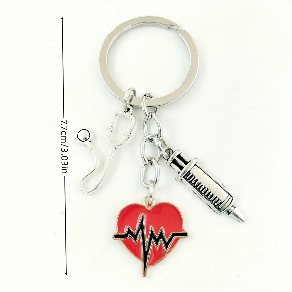 1pc ECG Peach Heart Nurse Keychain For Men, Thank You Nurse Gift For Doctor Nurse