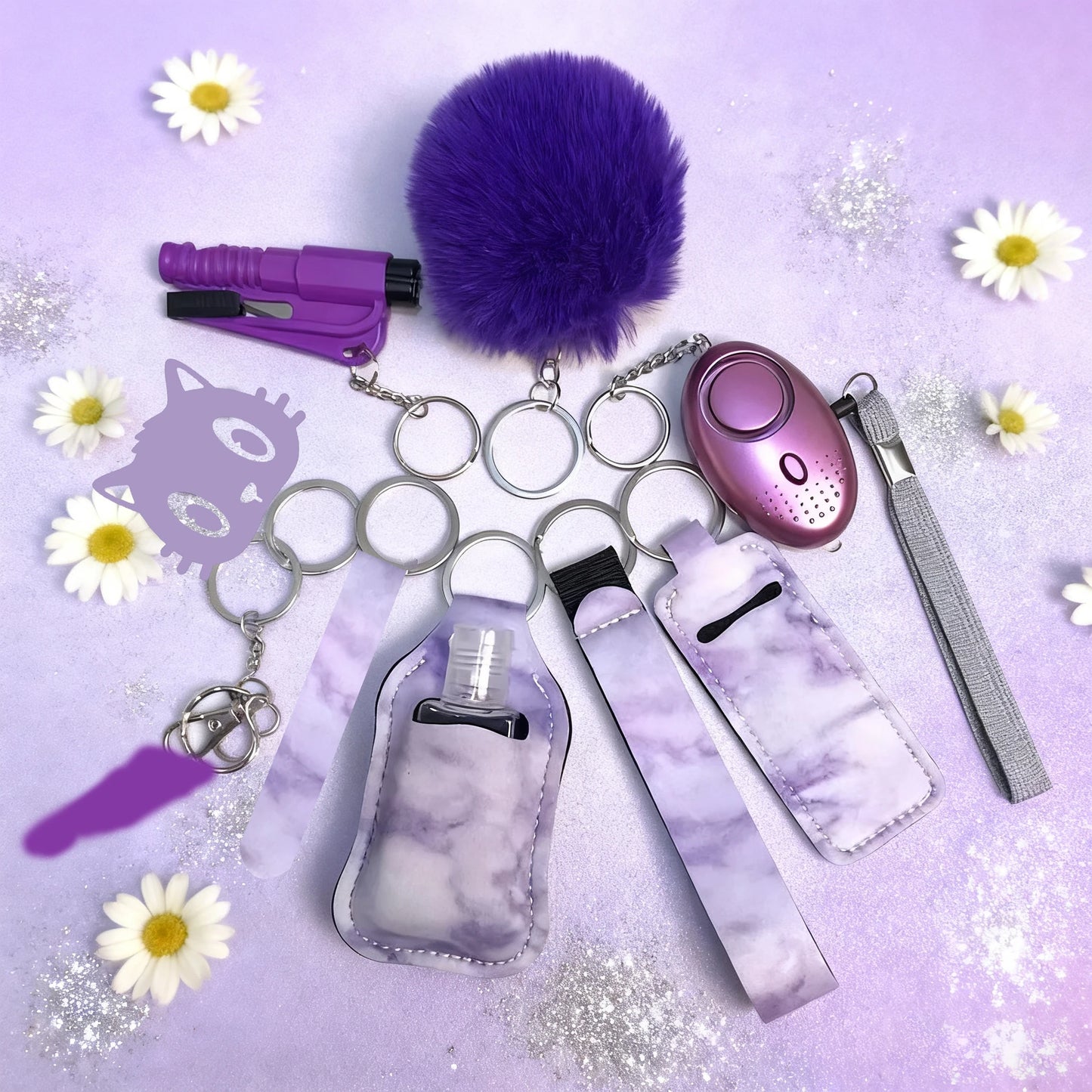 10Pcs Girl Security Self Defense Keychain Protection Personal Defensive Alarm Key chain Accessories Women Product