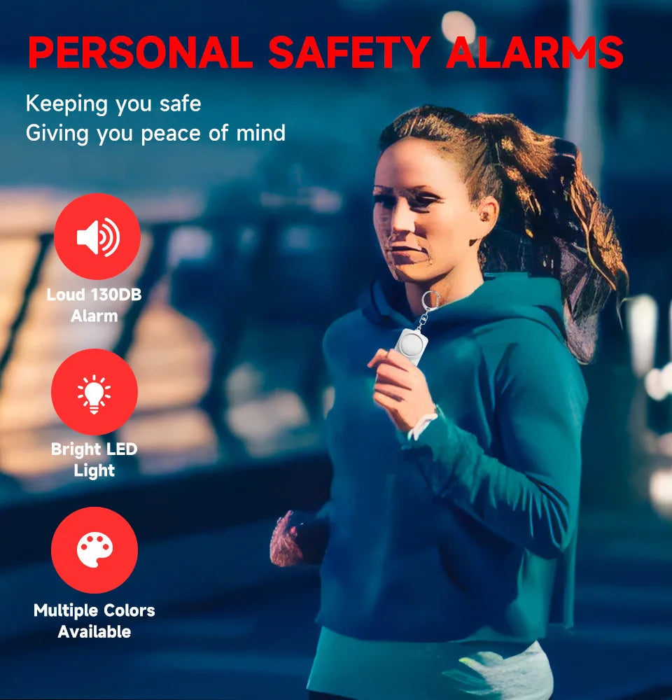 Personal Self Defense Alarm 130db Self Defense Siren Safety Alarm For Women Girl Personal Keychain Alarm with LED Alarm
