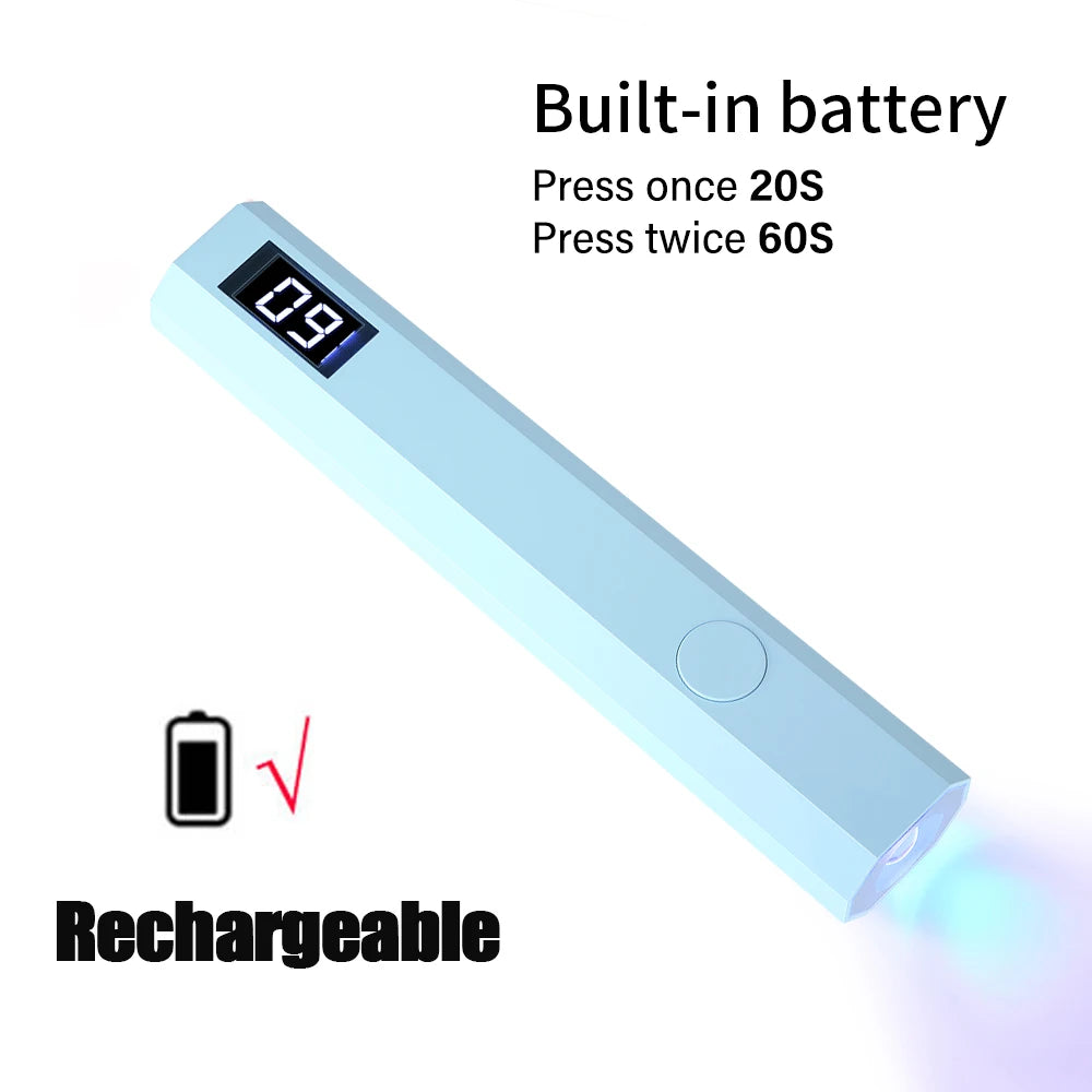 Timing Display Portable Handheld Mini Nail Lamp Family Quick Dry Flashlight Pen Chargeable Nail Dryer Machine Uv Led Nail Lamp