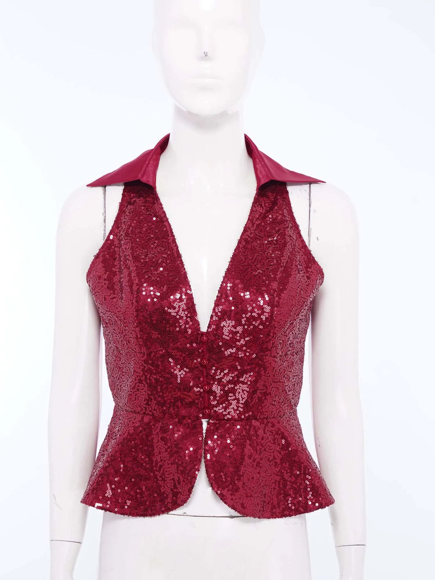 Sequins Vest Womens Fshion Sleeveless Vests Nightclub Bling Waistcoats Dressy Tops Rave Music Festival Party Sparkly Cosutme