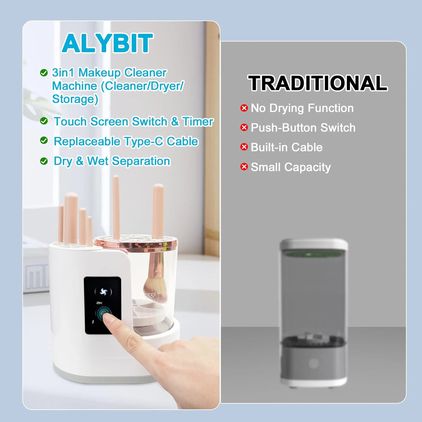 Electric make-up brush cleaner for all beauty make-up brush sets, contour, eyeshadow, blush brushes, concealer foundation